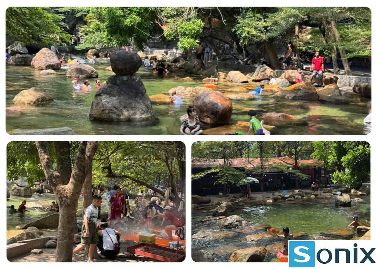 Hình ảnh nhóm Sonix vui chơi tại Thuy Chau, khám phá thiên nhiên và tận hưởng ngày nghỉ cùng đồng ng.