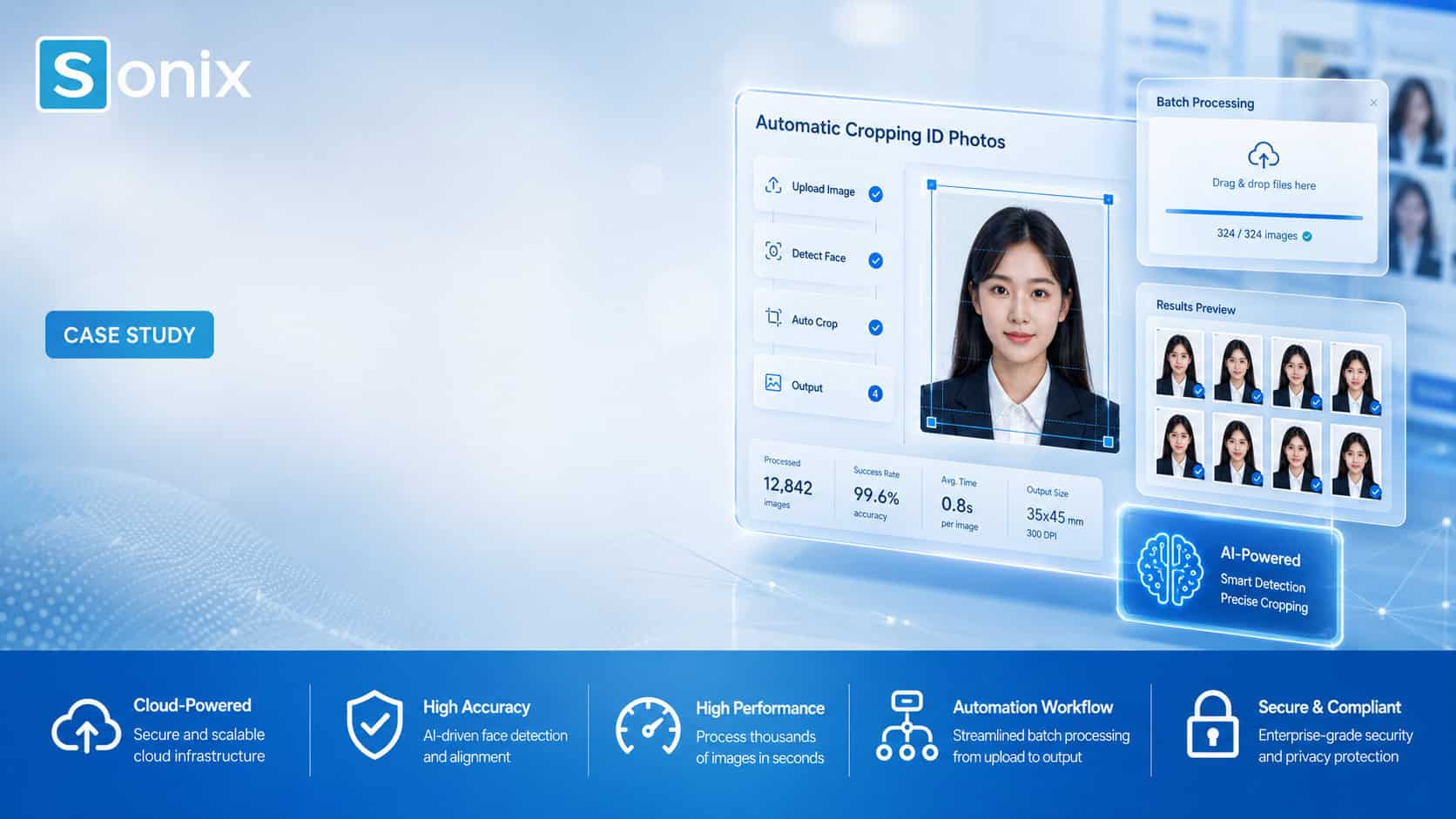 Giao diện phần mềm tự động cắt xén ảnh CMND và xác thực danh tính.
