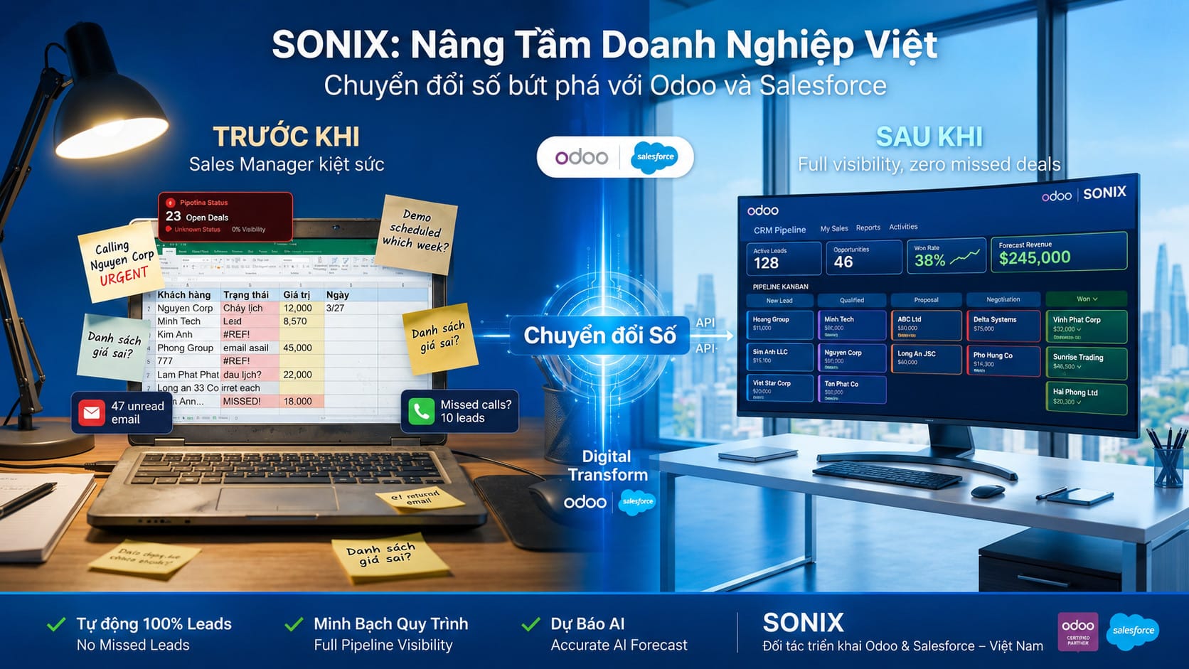 Sai lầm của SME: Mua phần mềm trước khi chuẩn hóa 1 Chuyển đổi số với Salesforce và Odoo