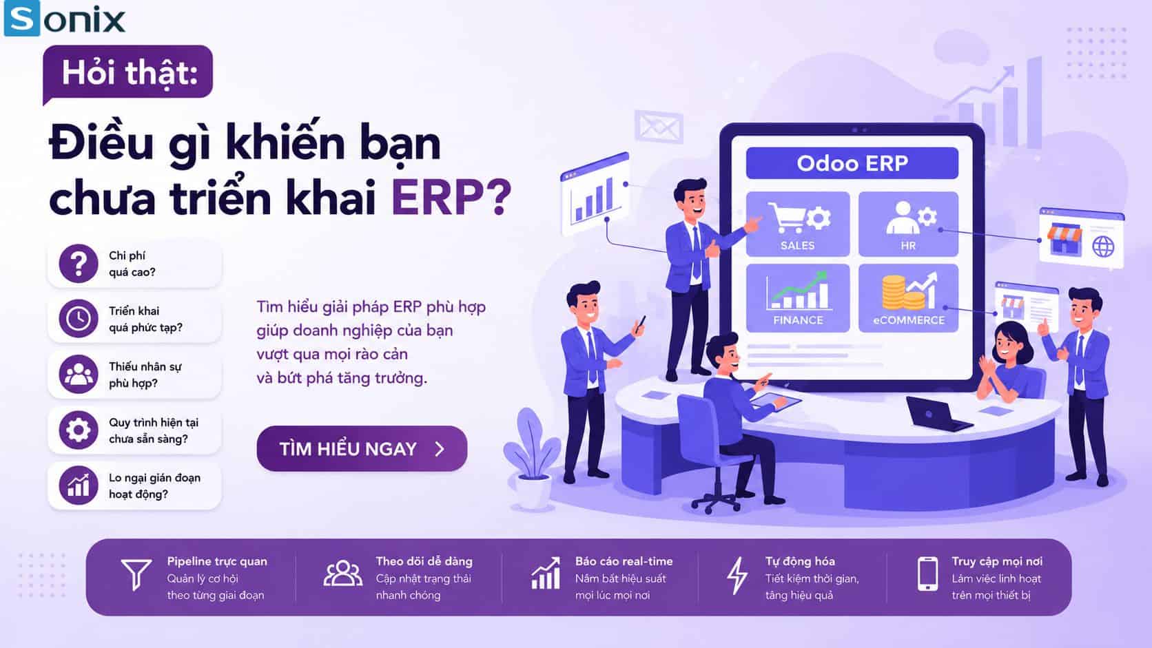 Hình ảnh mô phỏng quy trình triển khai ERP cho doanh nghiệp.